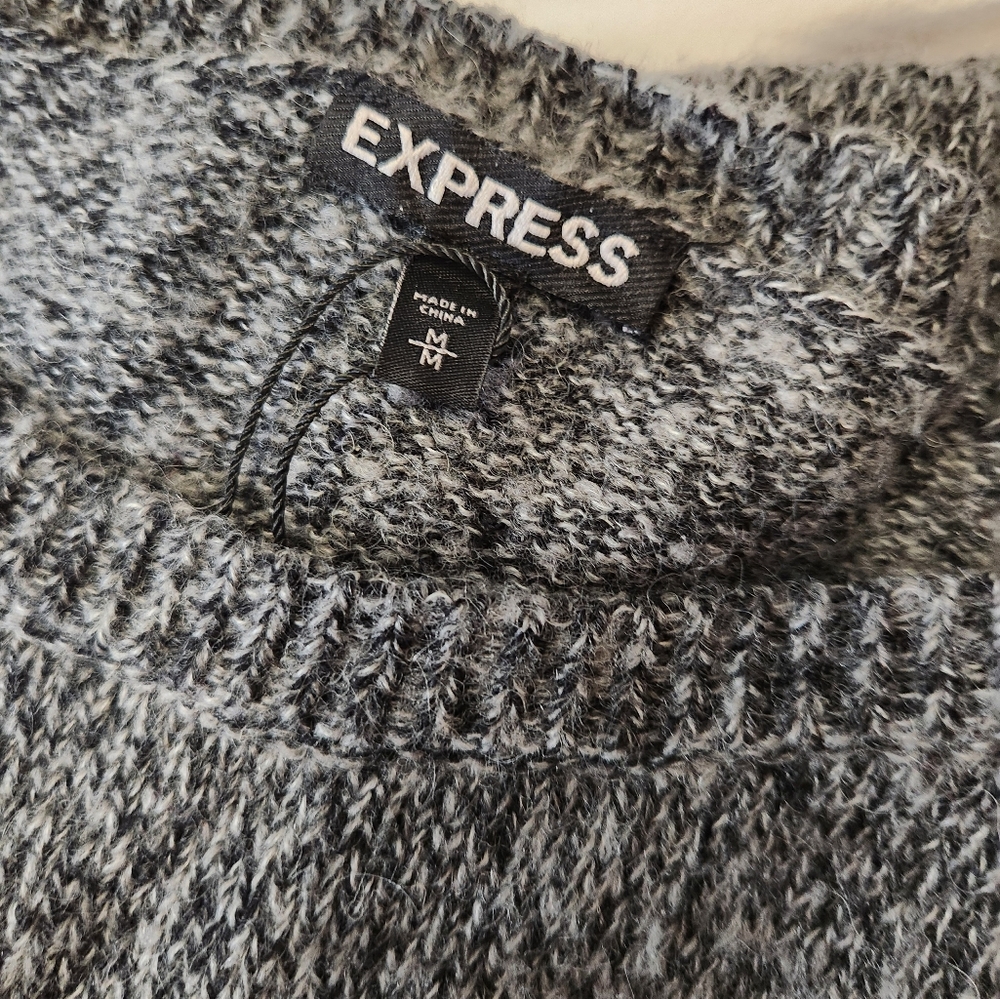 Express Gray Sweater with Cheetah Heart Design